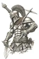 spartan warrior wielding a sword tattoo design idea