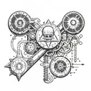 An electrician's tools morphing into occult symbols, representing the hidden power within everyday objects tattoo design idea