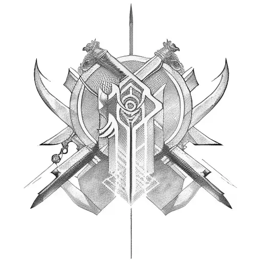 cyber sigilism sword tattoo design idea