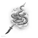 sword and snake tattoo design idea