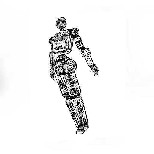 a humanoid robot tattoo design idea