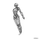 a humanoid robot tattoo design idea