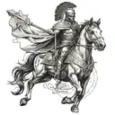 greek warrior on horse running tattoo design idea