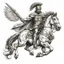 greek warrior on horse running tattoo design idea