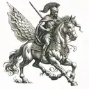 greek warrior on horse running tattoo design idea