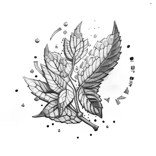 mint leaf tattoo design idea