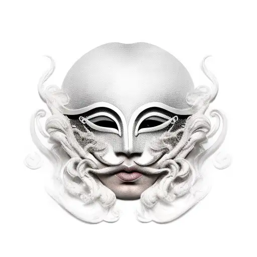venetian mask with smoke coming out of it tattoo design idea