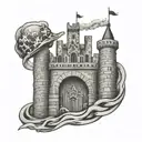 engineer castle with army logo incorporated tattoo design idea
