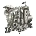 engineer castle with army logo incorporated tattoo design idea
