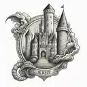 engineer castle with army logo incorporated tattoo design idea