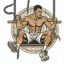 muscular black boy on swing tattoo design idea