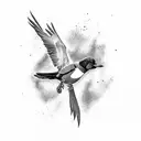 flying magpie tattoo design idea
