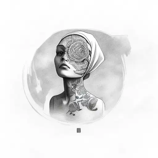 girl with tattoos wraped in a dollar bill tattoo design idea