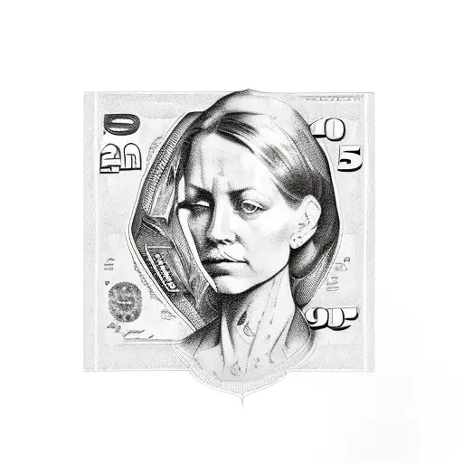 dollar Bill covered girl with tattoos  tattoo design idea