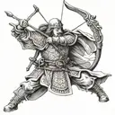 genghis khan archer shooting an arrow tattoo design idea