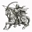 genghis khan archer shooting an arrow tattoo design idea