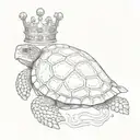 Sea turtle wearing a crown made of tiny seashells tattoo design idea