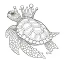 Sea turtle wearing a crown made of tiny seashells tattoo design idea