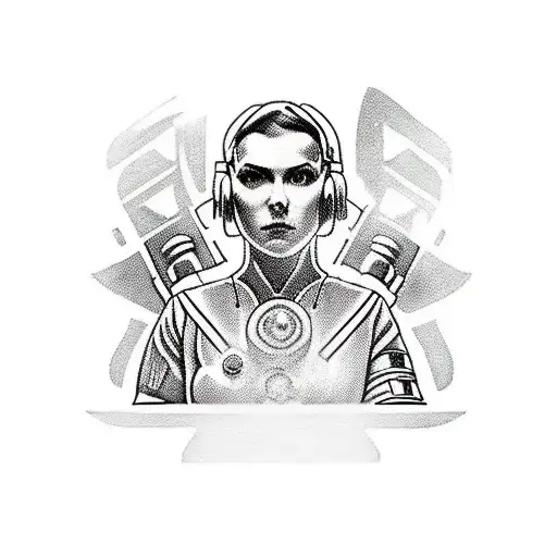 A traditional style tattoo of a Star Wars themed nurse symbolizing the client's occupation as an RN tattoo design idea