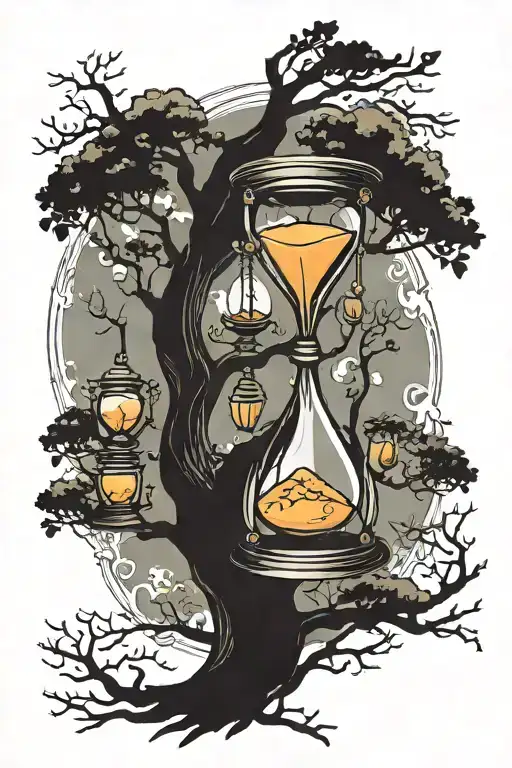 hourglass tree tattoo design idea