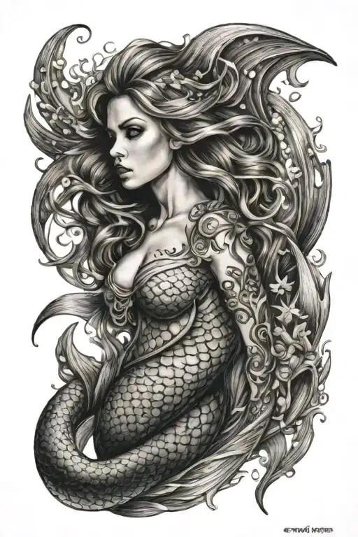 mermaid tattoo design idea