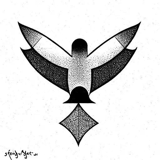 Flying bird with math angles and lines  tattoo design idea