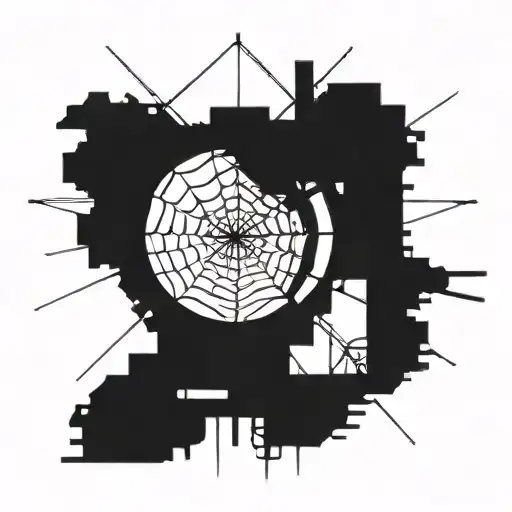 Spiderweb sniper scope focus lines tattoo design idea