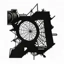 Spiderweb sniper scope focus lines tattoo design idea