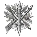 Three arrows crossed, wishbone tattoo design idea