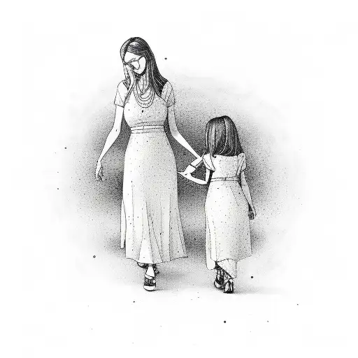 mom and daughter symbol tattoo design idea