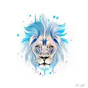 lion with blue eyes tattoo design idea