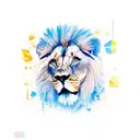 lion with blue eyes tattoo design idea
