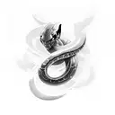 black mamba logo tattoo with 999 in juice wrld style and some bambboo in the back tattoo design idea