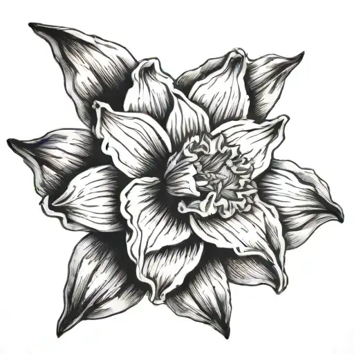 sideways daffodil tattoo design idea