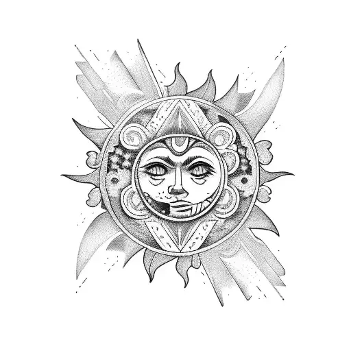 Sun and Moon tattoo design idea