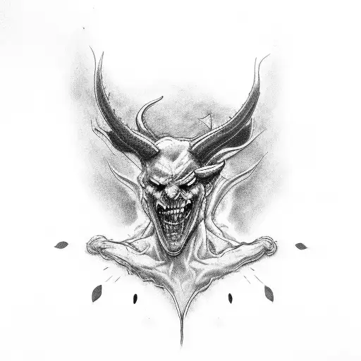 devil whispering in ear tattoo design idea