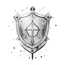 medieval heater shield with a sword behind it tattoo design idea