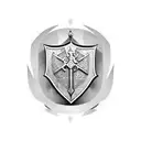 medieval heater shield with a sword behind it tattoo design idea