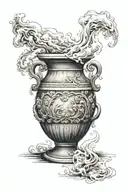 smoke coming out of a Greek amphora tattoo design idea