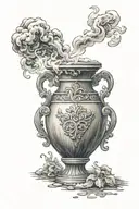 smoke coming out of a Greek amphora tattoo design idea