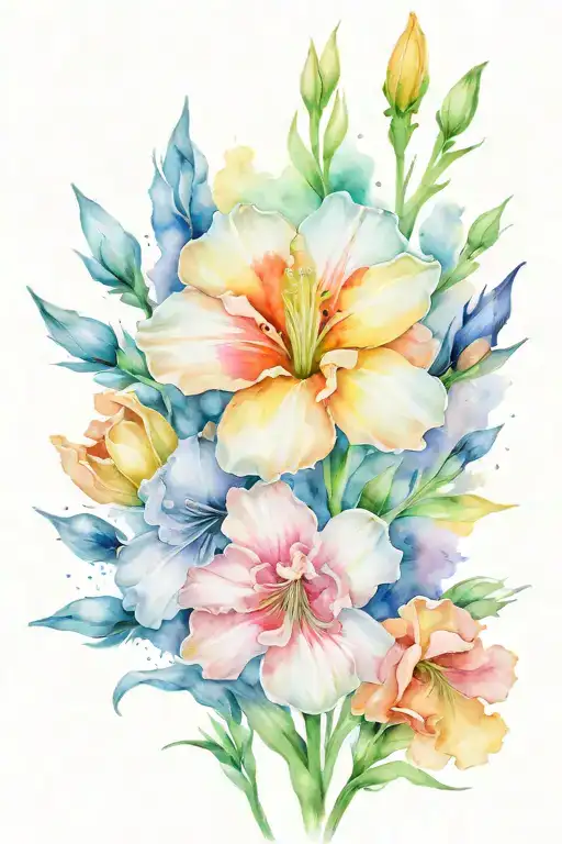 daisy flower  poppy flower carnation flower gladiolus flower tattoo design idea