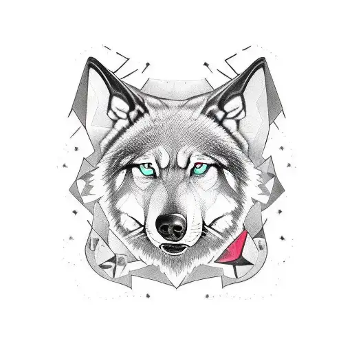 un tatuaje grande y malvado de cabeza de lobo gris y negro. Estará principalmente en el área izquierda de mi pecho, pero tattoo design idea