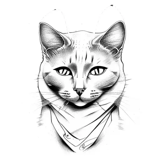 Cat Begemot from "Master and Margarita" Bulgakov tattoo design idea