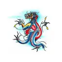 Asian dragon fights a scorpion tattoo design idea