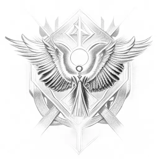 Christian Cross, Wings, Christus Animus spelled on top, light tattoo design idea