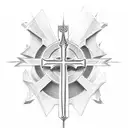 Christian Cross, Wings, Christus Animus spelled on top, light tattoo design idea