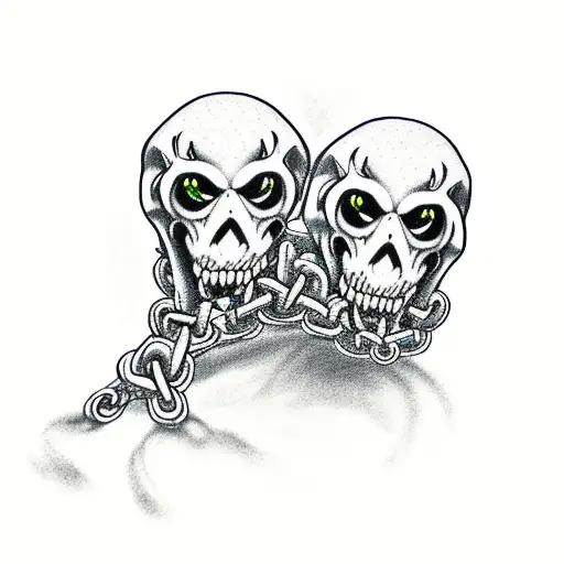 reaper holding back cerberus with chains tattoo design idea