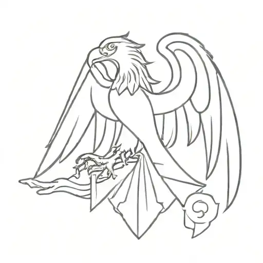  Draw a coat of arms divided into two parts. The left side should feature a black eagle in a Gothic or Germanic style.  tattoo design idea