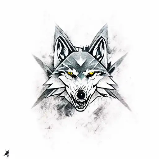 Witcher Wolf Tattoo Design With Witcher Symbols tattoo design idea