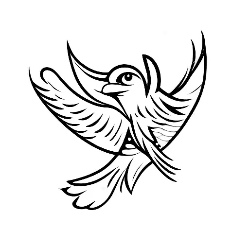 A minimalist tattoo of a hawk perched on a musical note tattoo design idea